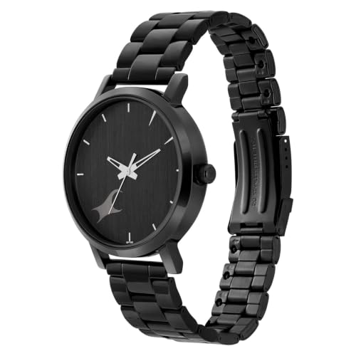 Image of Fastrack Plain 3 Hands Black Round Dial Black Plating Stainless Steel Strap Mens Watch - NT3242NM01