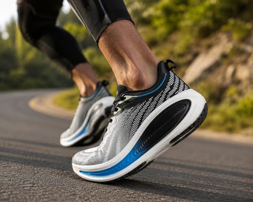 Image of Allen Cooper Men Running Shoes Lightweight Lace-Up Sports Walking Shoes with Cushioned Memory Foam