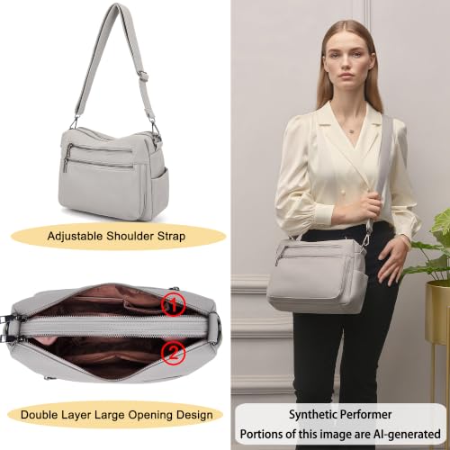 Bolso tote para mujer de cuero, grande, para trabajo, con bandolera y 10 bolsillos miniatura 5