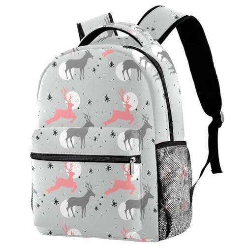 Sac à dos lycée mignon cerf de Noël pour ordinateur portable femme et homme multicolore