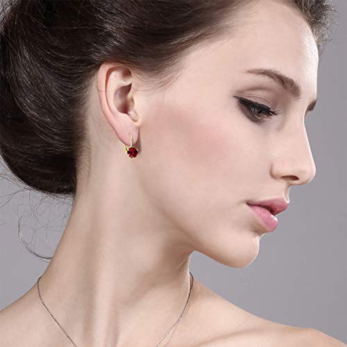 Gem Stone King 14K Yellow Gold 6MM Round Gemstone Birthstone Leverback Dangle Earrings | Gold Earrings For Women3