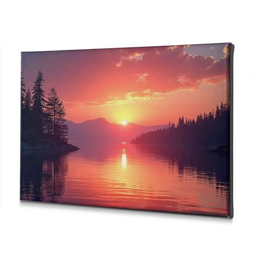 Impression sur toile de paysage de lac et arbres pour la décoration de maison 40x60cm