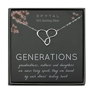 EFYTAL Mothers Day Grandma Gifts, 925 Sterling Silver Infinity Heart Necklace for Grandmother/Mother/Daughter/Granddaughter, Mom Necklaces for Women, Birthday Gift, Mother's Day Jewelry