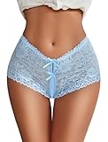 Avidlove Sexy Panties for Women Lace Underwear High Waist Cheeky Panties Light Blue