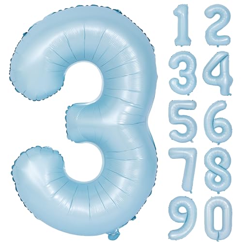 Image of 40 In Matte Blue Number Balloon 3 large Big Foil Mylar Balloon Blue Balloon | Party Decorations Suitable For Boys' And Girls' Birthday Parties digital 3
