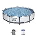 Bestway Steel Pro Max Frame Kit Piscine Rond avec Pompe filtrante Gris Clair Ø 366 x 76 cm