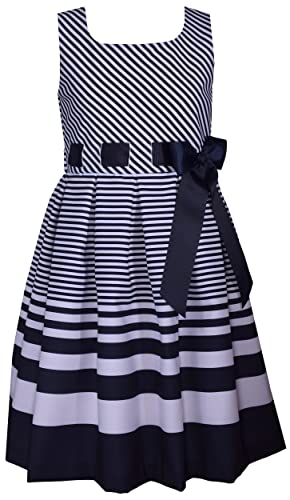 Bonnie Jean R_10983-DV_NAV Toddler, Little And Big Girls 2T-16 Striped Nautical Navy Special Occasion Dress cover