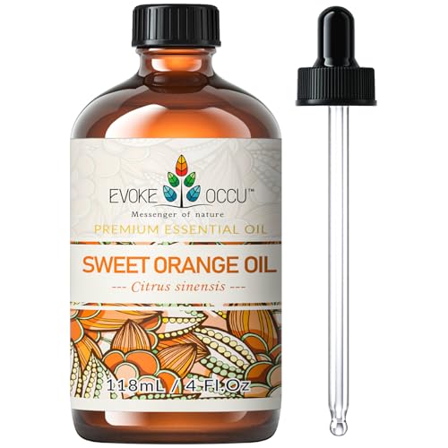 EVOKE OCCU Huile d'Orange Douce 118ml,Pure et Naturelle,Huile d'Orange de Qualité Supérieure pour Diffuseur d'Aromathérapie,Massage,et Soin de la Peau 4oz