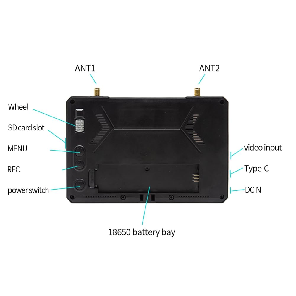 M5F 5 Pollici Monitor FPV 800 * 480 con Ricevitore Diversity Steadyview Integrato A 60FPS DVR per Drone FPV Quadricottero Modello RC