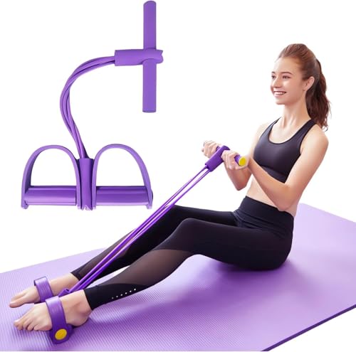 Image of Heavy Duty 4-Tube Tummy Trimmer Pedal Exerciser - Pull Reducer Resistance Band for Men & Women | Equipment for Belly Fat Loss, Waist Slimming & Full Body Workout (Multicolor) (2)