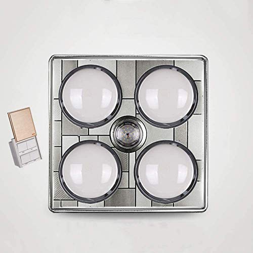 Explosion-proof Household Heating Bulb Lamp Heater Bath Integrated Ceiling Bathroom Embedded Ceiling Bathroom Heat Light Multifunction Warm Lamp LED Lighting 1180W IPX2 Waterproof (White No venti
