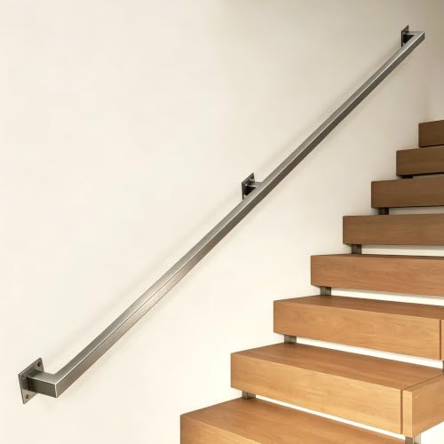Rampe d'escalier murale en tube carré acier inoxydable 2.7m