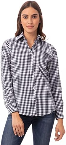 navy blue and white checkered dress shirt Performance Stretch Navy Small Gingham Shirt