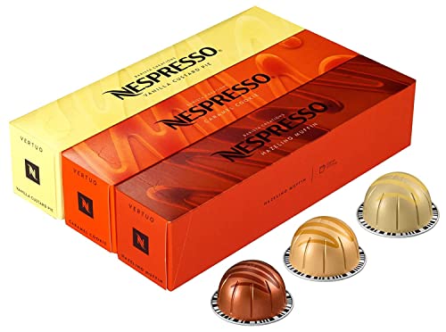 Nespresso VertuoLine (European Version) Flavored Assortment of Coffee (7.7 ounce) : Vanizio, Caramelizio, Hazelino, 30 Capsules