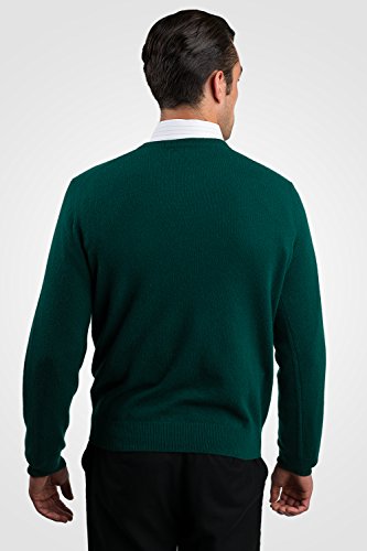 JENNIE LIU Men's 100% Pure Cashmere Long Sleeve Pullover V Neck Sweater (XXL, Green)3