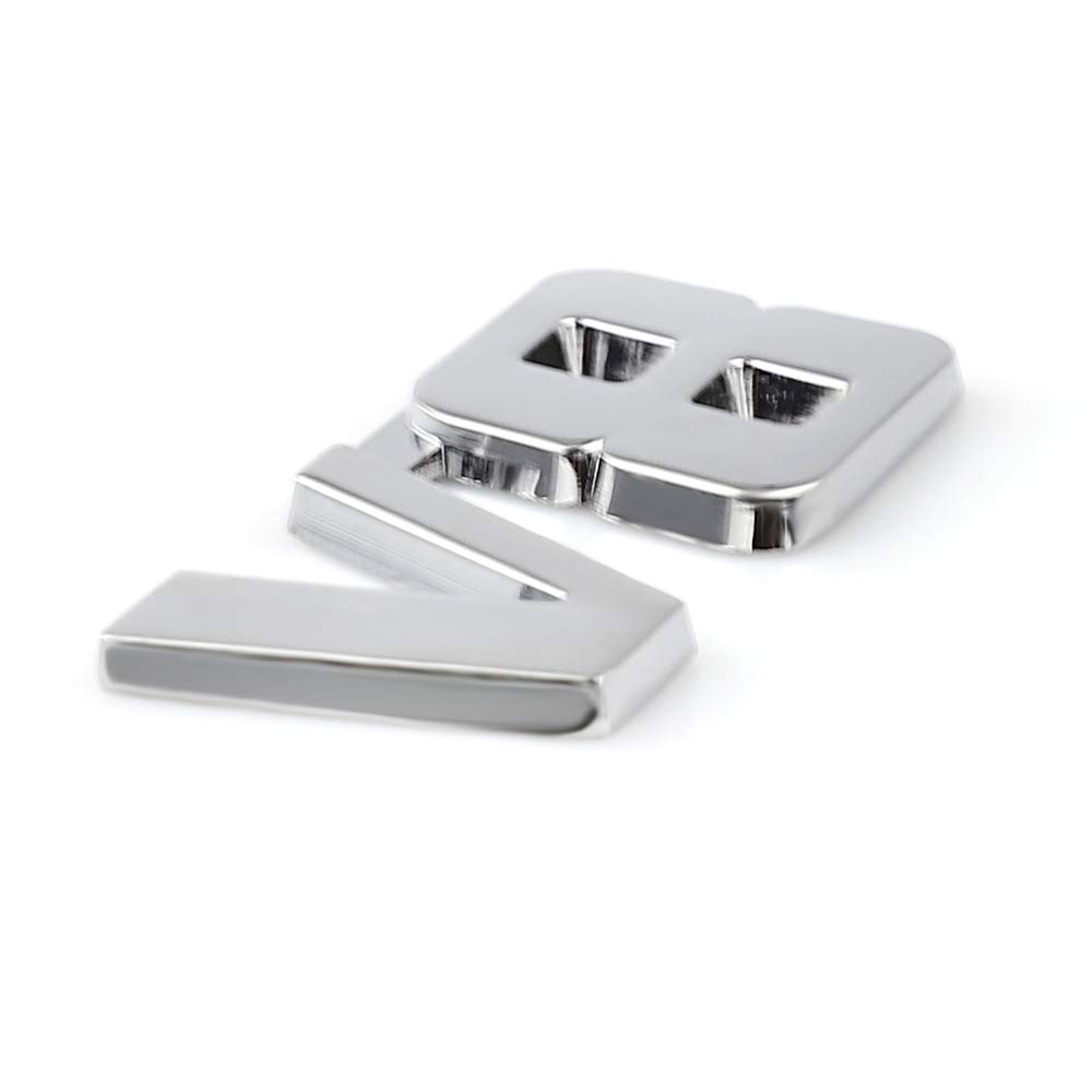 V6 Emblem Aufkleber Chrom 3D - Auto Tuning Logo In Silber 7,9cm