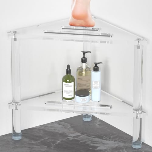 Botyboty Acrylic Corner Shower Stool for Shaving Legs, Heavy Duty Shower Foot Stool for Inside...