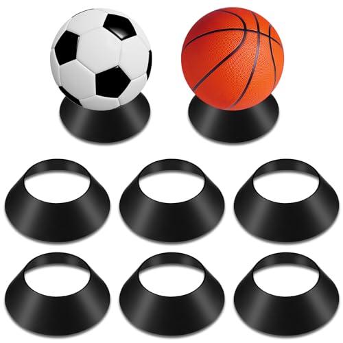 Prasacco 6 Pcs Ball Display Stand Ball Display Rack Ball Stand Holder Memorabilia Ball Pedestal Ball Holder Stand for Basketball Football Soccer Bowling Volleyball Softball