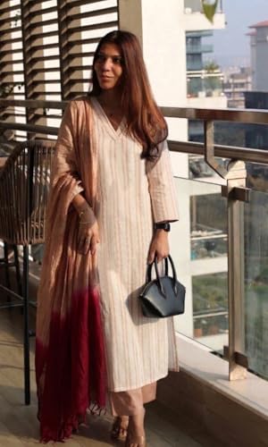 Image of GoSriKi Kurta Set for Women Viscose Printed | Kurti Set for Woman | Kurta Pant Dupatta 3 Piece Outfit | V Neck 3 /4 Sleeve Straight Fit Ethnic Dress Stylish Clothing