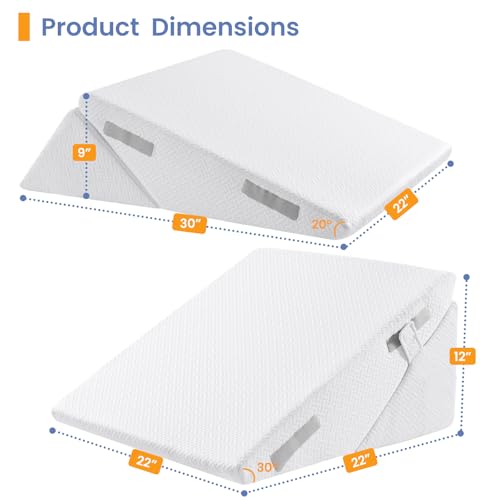 Sasttie Wedge Pillow for After Surgery, Adjustable Bed Wedge Pillow Headboard for Acid Reflux, Sleeping, Neck & Back Support, with Removable Cover, White