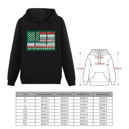 Christmas Pattern American Flag Unisex Casual Hoodies Long Sleeve Lightweight Pullover Tops Loose Sweatshirt with Pocket2
