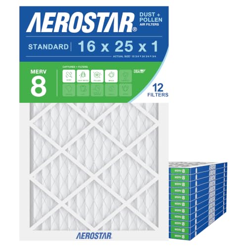 Aerostar Air Filter 16x25x1 MERV 8 AC Filter...