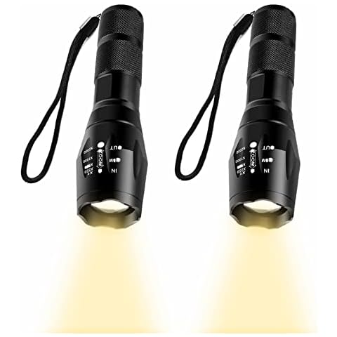 GaiGaiMall 2 Pack Warm Light Flashlight Single Mode Warm Flash Light for Eye Care Reading Hunting Fishing Aviation Cover