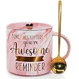 SUUURA-OO Thank You Mug Gifts Whit A Gold Spoon, Sometimes You Forget You're Awesome, Birthday Gift...