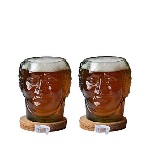 Image of KAVI Old Monk Bottle Upcycled Drinking Glasses, | Recycled Glass Tumblers, Eco-Friendly, Durable & Stylish | 600ml, Set of 2