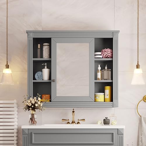 Merax Modern Bathroom Mirror Cabinet, 36 Inch Wall Mounted with High Definition Mirror