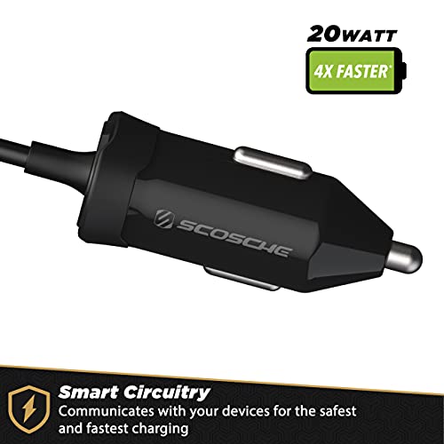 Cargador de coche USB-C que evita enredos con su cable en espiral de 3 pies 3