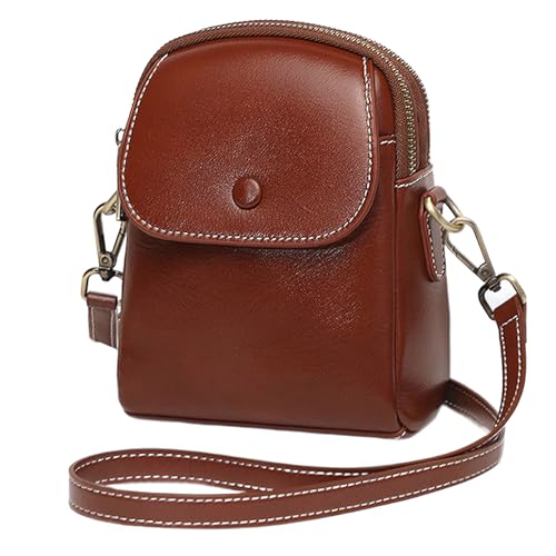 Leather Crossbody Bag for Women – Small Multi-Pocket Purse with Adjustable Strap, Lightweight Shoulder Bag