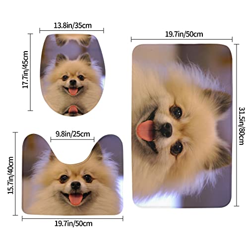 Happy Kurzhaar-Teppichmatten mit Pads Badematte Badezimmerteppich Set 3-teilig + Konturteppich + Toilettendeckelbezug – Bild 4