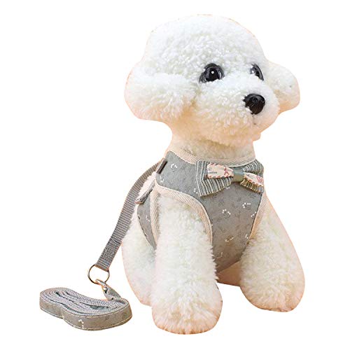 GUOCU Geschirr für Katzen Katzengeschirr Kleine Katze Katzengarnitur Ausbruchsicher Welpengeschirr Soft Kaninchengarnitur Katzenweste Verstellbar Schutz Kitten Hunde Chihuahua Cat Harness,Grau,M