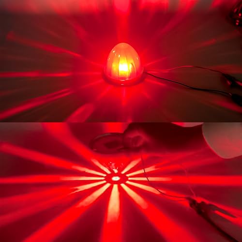 Image of 2PCS Watermelon Lights, Clear Lens LED Side Marker Turn Signal Lights, Watermelon-Shaped Side Marker Tail Top Cap Roof Lights for Trailer Truck Semi-trailer Heavy-duty Truck Bus Van (2, Red)