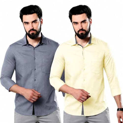 Image of Pinkmint Cotton Soild Combo Men Shirt Formmal Wear Office Wear Regular Fit Shirt