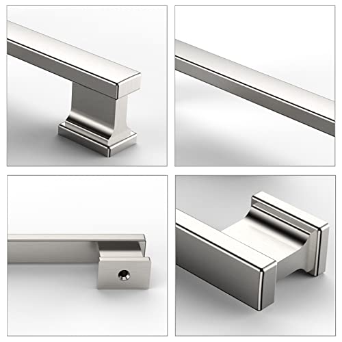 Furniware 10 Pack Cabinet Drawer Pulls, Heavy Duty Cabinet Door Handles Pull Brushed Satin Nickel- 5"(128Mm) Hole Center #TOP2