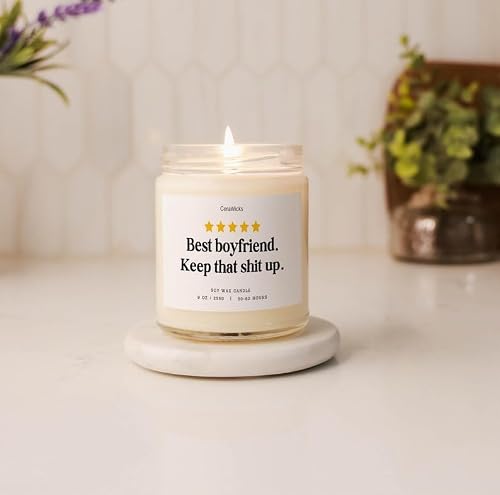 Hilarious Boyfriend Candle, Perfect Humorous Valentine's Day Gift for Him, Ideal Home Decor for Christmas, Birthday, or Anniversary, 9oz Soy Candle