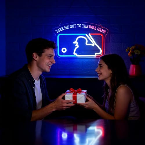 Image of Baseball Neon Sign for Wall Decor Dimmable Baseball Neon Light for Man Cave Birthday Gifts for Fans Led Sport Sign for Sport Bar Club Party Garage Boys Bedroom Decor Art Size 13.7 * 10.8(FMA092)