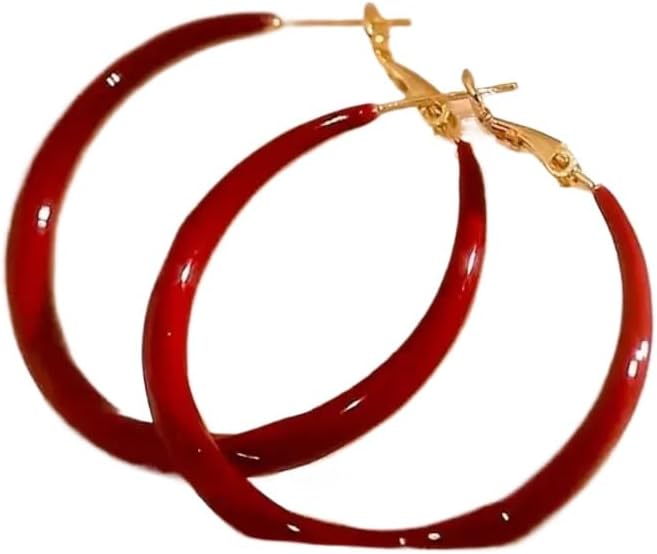 Enamel Drop Hoop Earrings for Women – Gold Plated Retro Hong Kong Style Design, Elegant Vacation Statement Jewelry Gift for Her, Birthday & Anniversary Present for Wife, Best Friend or Sister (green,Medium) image 3