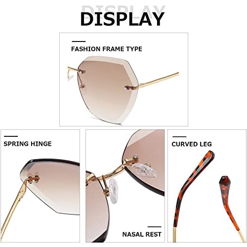 AEVOGUE Women Oversized Rimless Sunglasses Diamond Cut UV400 Shades by AEVOGUE - Used condition - Image 5