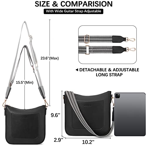 BOSTANTEN Crossbody Bags for Women Trendy Vegan Leather Hobo Handbags Fashion Shoulder Bags Purse with Adjustable Guitar Strap Classic Black by BOSTANTEN - Image 4