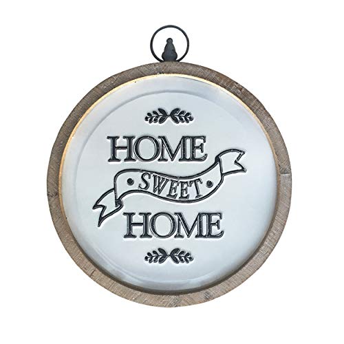 DeliDecor Home Sweet Home Circular Sign, Rustic Farmhouse Wood and