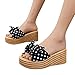 JSLOOO Fashion Bow Polka Dots Platform Sandals for Womens Open Toe Wedge Heel Shoes Summer Slip on Comfortable Beach Vacation Slippers Black
