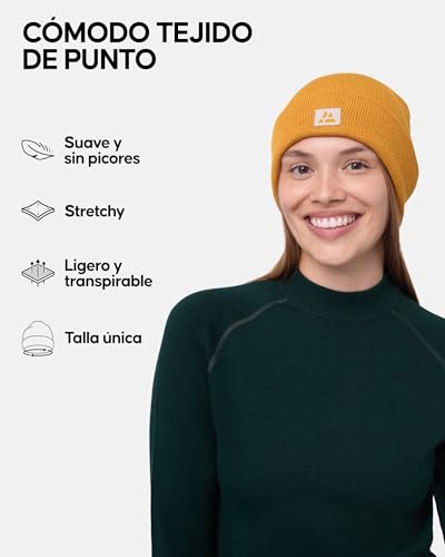 Miniatura 2 de Danish Endurance Gorro De Punto Estilo Beanie, Suave Y Elástico, Materiales Reciclados, Para Hombre Y Mujer, Mostaza, One Size