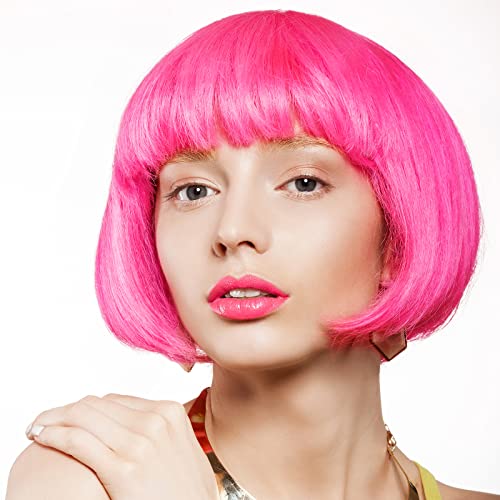miahart peach red short bob wig and sunglass set neon colored wigs sunglass pack costume colorful cosplay wigs daily party for bachelorette party favors halloween decorations supplies