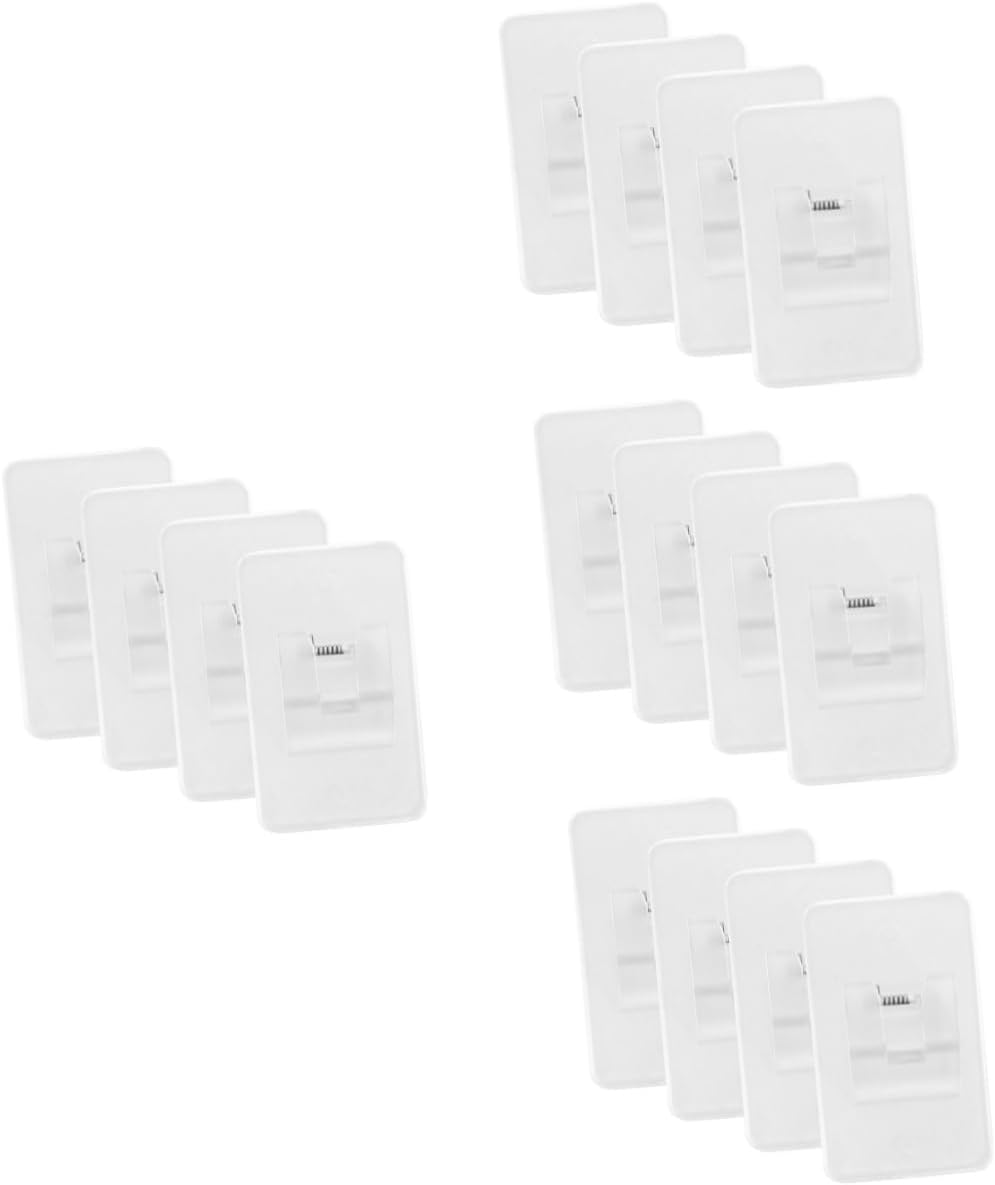 Luxshiny 16pcs Self-Adhesive Curtain Rod Brackets No Drill Installation Towel Rod Holder for Living Room Bedroom Kitchen and Office Use