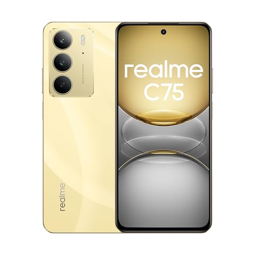 realme C75 Smartphone, Dual SIM, 8GB RAM + 256GB Storage, 6000mAh Battery, 6.72 FHD+ Display, 50MP Dual Camera, 4G LTE 12 Months Warranty - International Version (Gold)