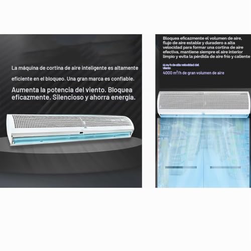 Miniatura 7 de Máquina Comercial De Cortina De Aire Silenciosa, Varios Tamaños For Elegir, Cortina De Aire Con Cabezal De Puerta Protectora Blanca 90cm 35.4inch