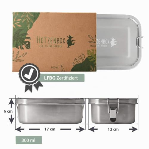 Foto von Viwanda HOTZENBOX Brotdose Edelstahl | Premium | 800ml | Trenner Auslaufsicher plastikfrei nachhaltig | Lunchbox Brotbox Vesperdose Pausenbrot Brotzeitbox Bentobox